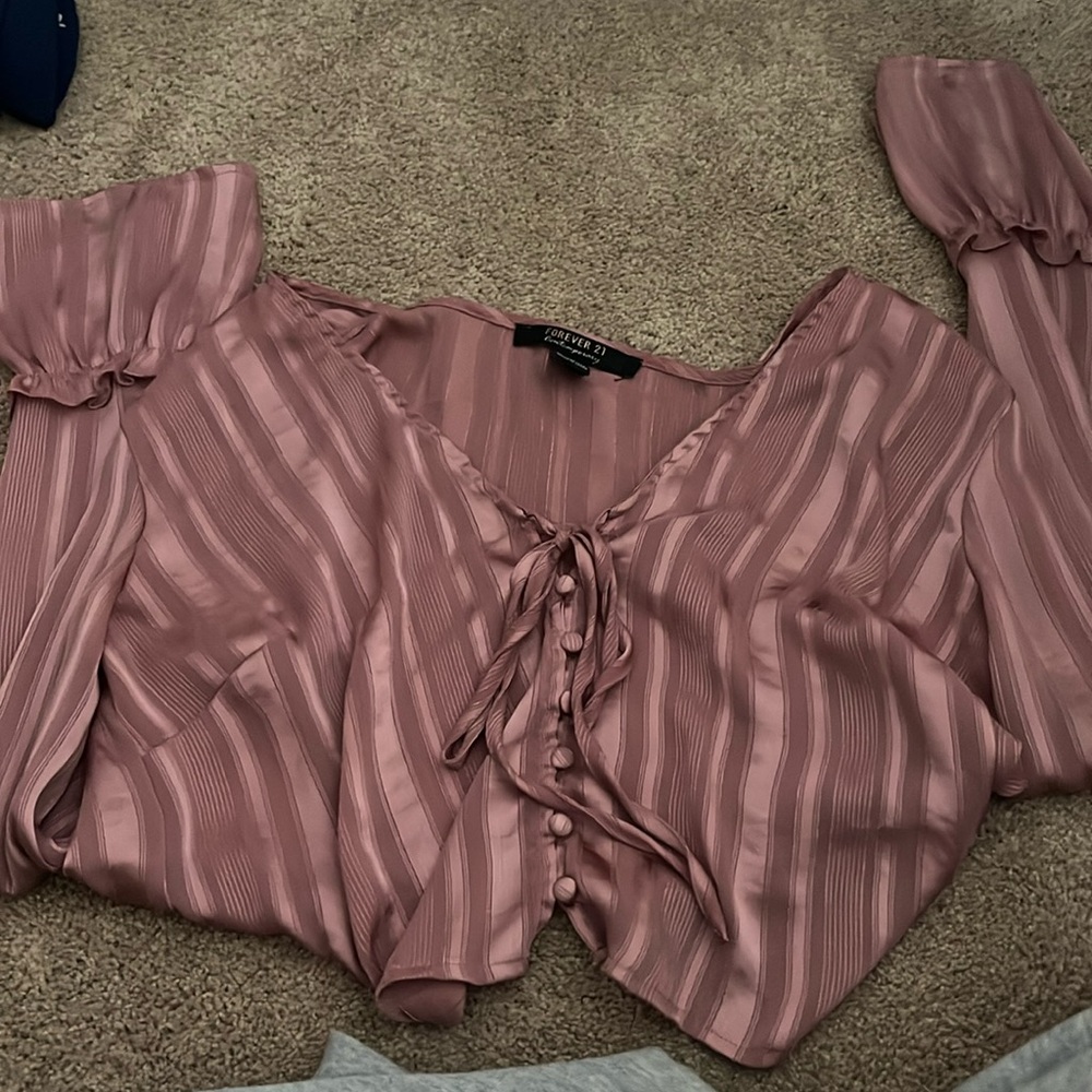 Forever 21 button up pink blouse